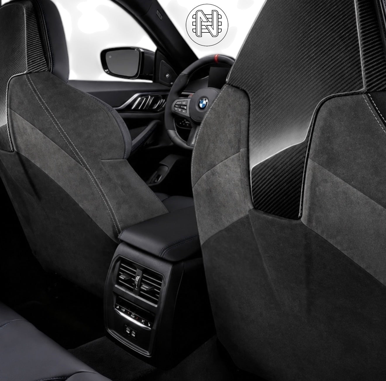 Alcantara Sitzschalen Cover mit Carbonblende BMW